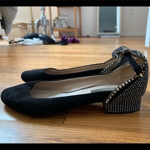 Black Zara flats with rhinestone accents